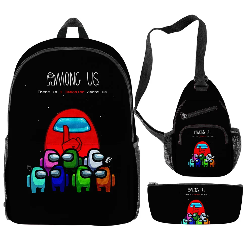 

2021 3pcs among us 3D Backpack for Boys Men among us Print Bag Laptop Shoulder School Bag Travel Bag, Prink with print