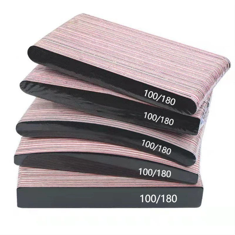 Professional Double-Sided EVA Sponge Nail File Buffer 100/180 Grit Sandpaper Sticks Black Durable Reusable Manicure Tool Nail