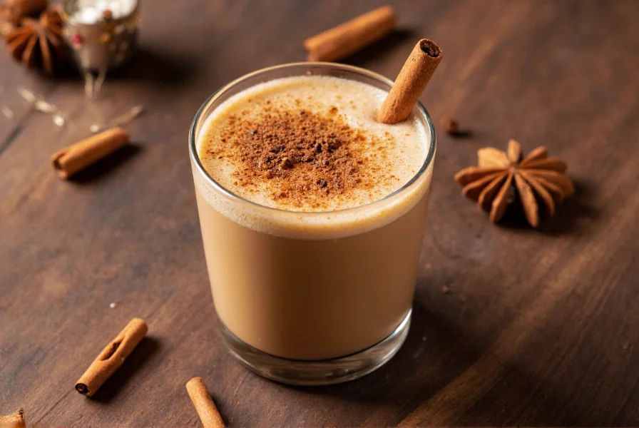 Artistic presentation of spiced coffee with cinnamon stick garnish