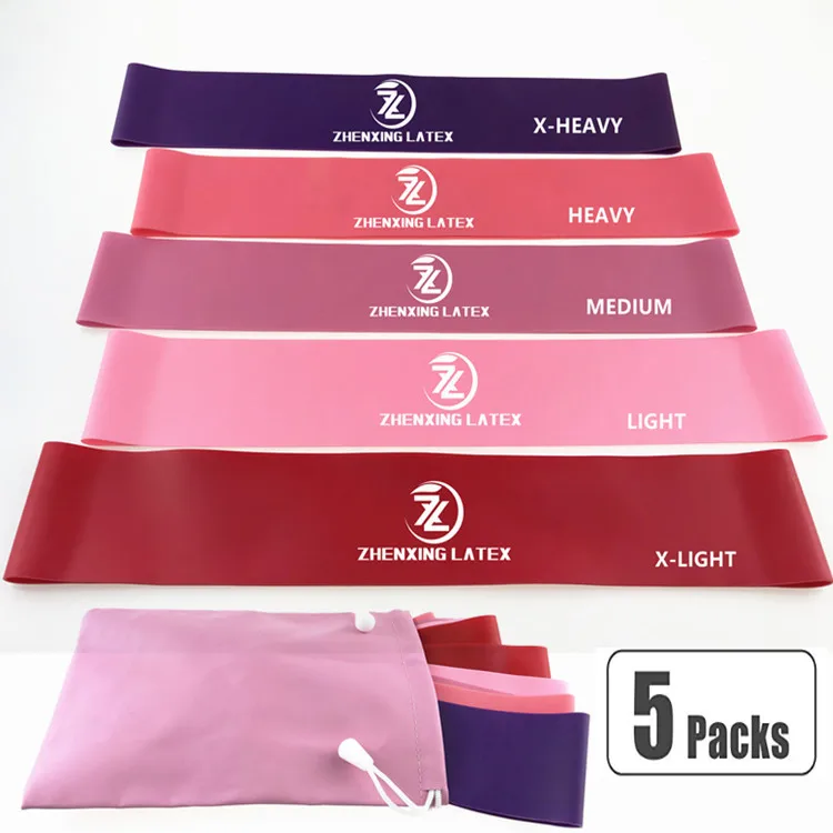 Gym Fitnes private label Hip Circle Stretch Exercise Adjustable Latex Elastic 12" x 2" Pink Rubber Resistance Loop Band Set, Pink/purple