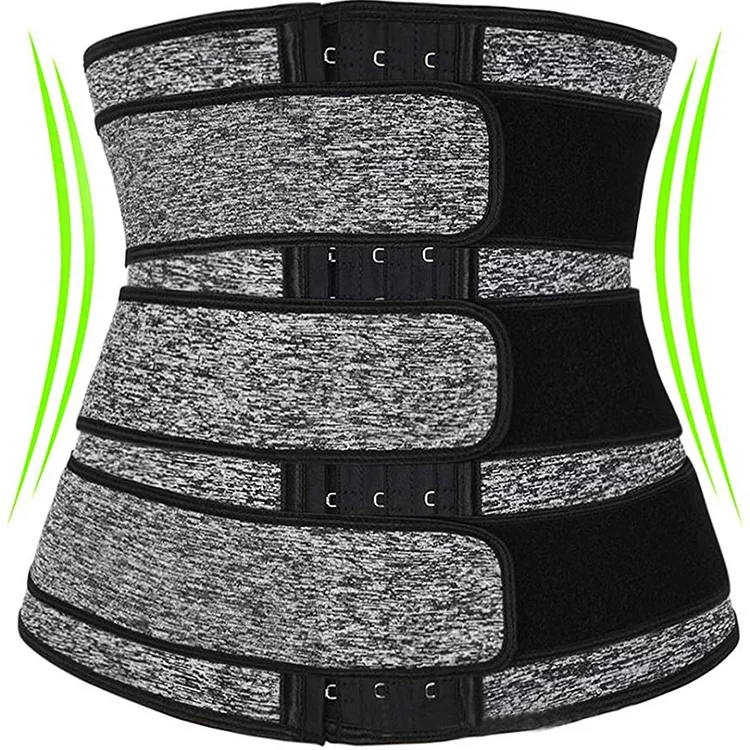 

Women Body Shaper Two Belts Support Back Neoprene Weight Loss Belly Sauna Sweat Corset Belt Waist Trainer, Black+grey+pink