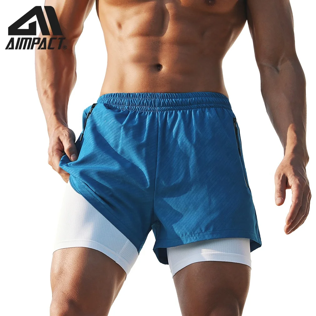 

AIMPACT 2 in 1 Active Short Pants Training Exercise Jogging Running Shorts Mens