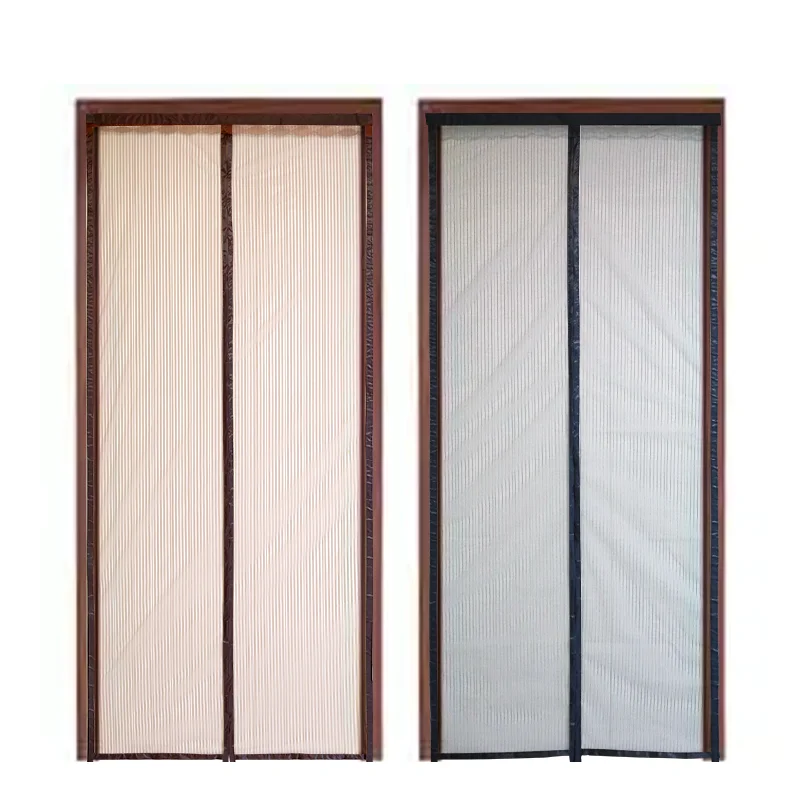 Factory Outlet Wholesale Hands-free Magnetic Automatic Double Open Polyester Mesh Door Curtain Mosquito Insect Net Screen Black