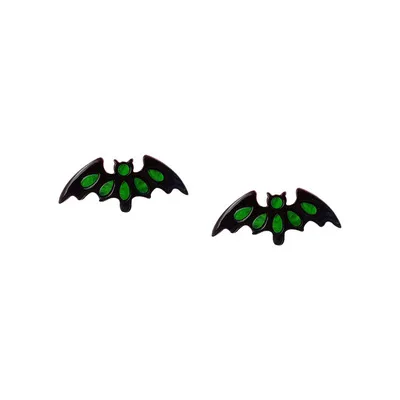 

2021 New Trendy Halloween Earrings Costume Accessories Cute Emerald Bat Earrings for Women Girls, Picture shows