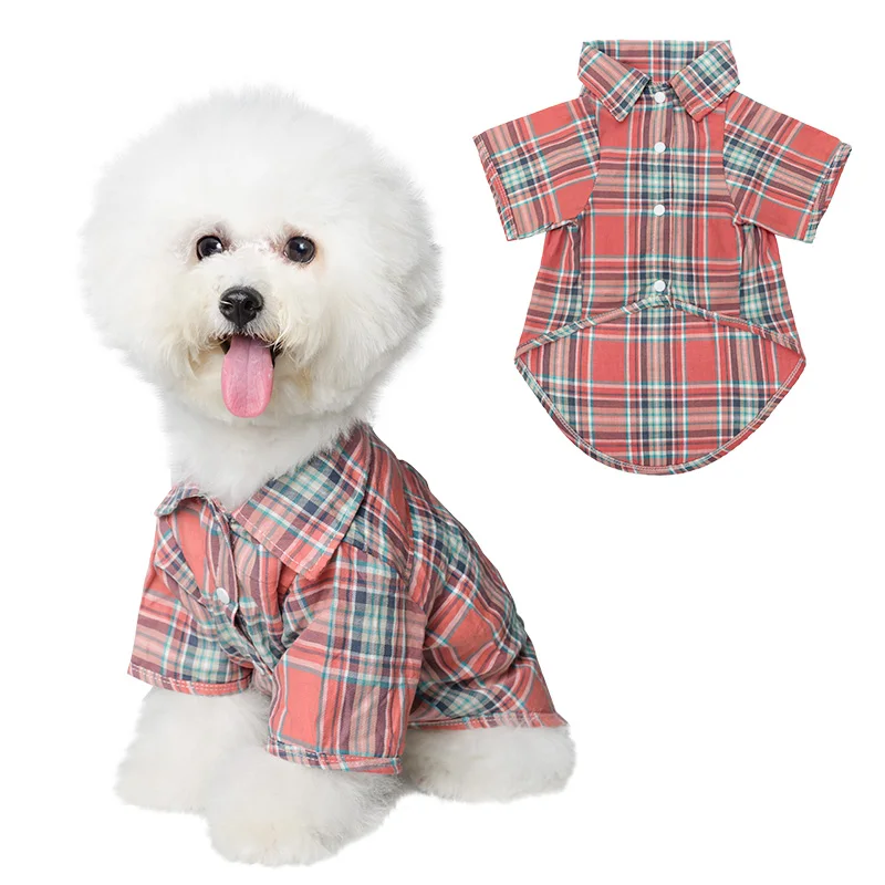 

New Breathable Plaid Matching Dog Outfits Summer for Small Puppy Shirts