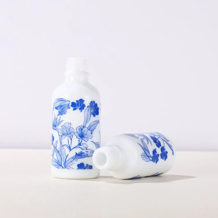 

Ready stock 50ml 100ml pearl white glass cosmetic dropper bottle