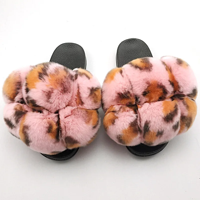 

Wholesaling Women Indoor Night Party Use Real Fox Fur Slides