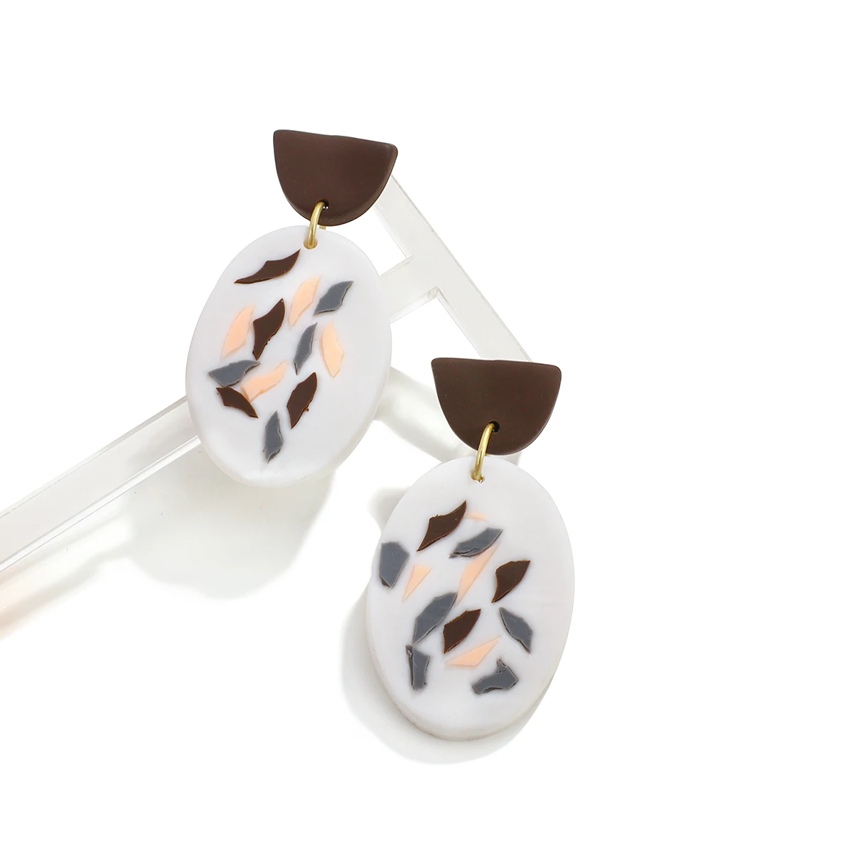 

High Quality Half Circle Oval Handmade Polymer Clay Drop Earrings For Women 2021 Popular Jewelry Wholesale Gifts
