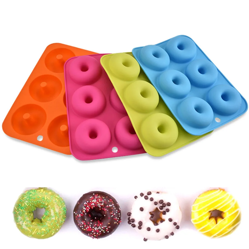 

HUAMJ In Stock Eco-friendly Silicone Custom 6-Cavity molds Silicone Donut Baking Pan/Non-Stick Donut Mold Cake Mold