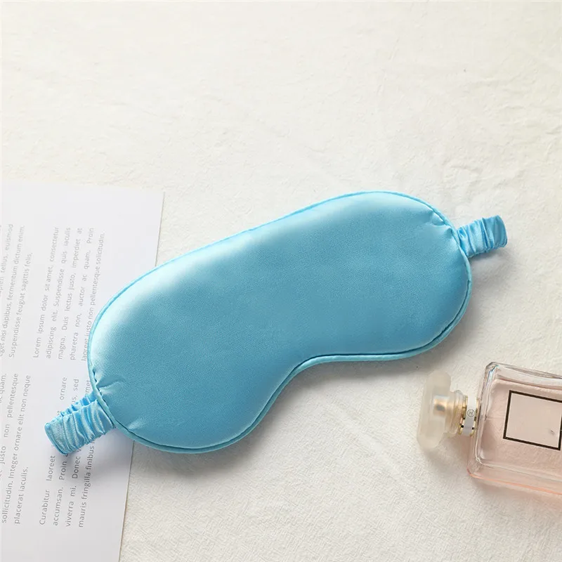 

Sky Blue Color Silk Sleep Eye Blindfold Factory Direct Sale Good Quality 50g/PIECE