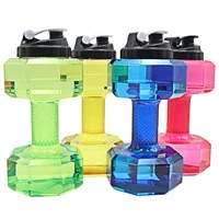 

Hot Selling 2.2L water bottle weights Big Plastic Dumbbell Shape Sport Shaker Water Bottle With Handle