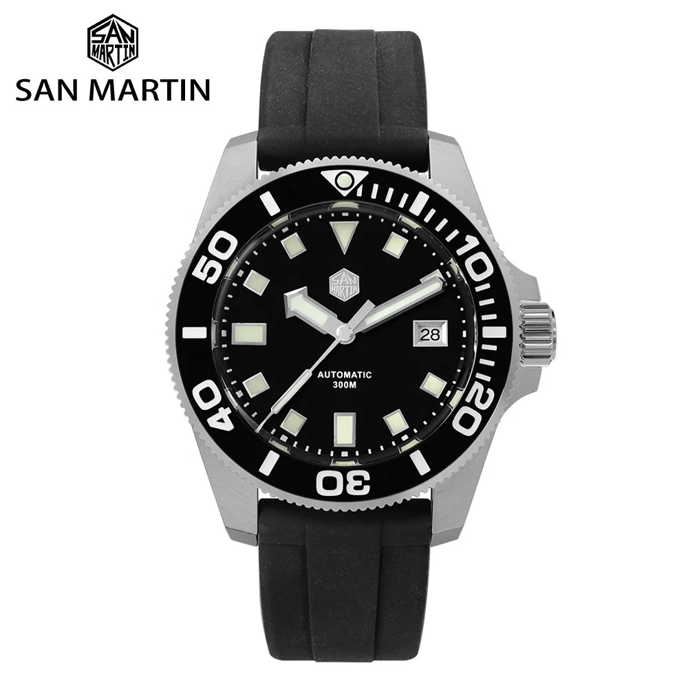 

1pcs can be custom logo San martin Classic Diver Sapphire Glass 30atm Stainless Steel NH35 Mechanical Automatic Watch for Men