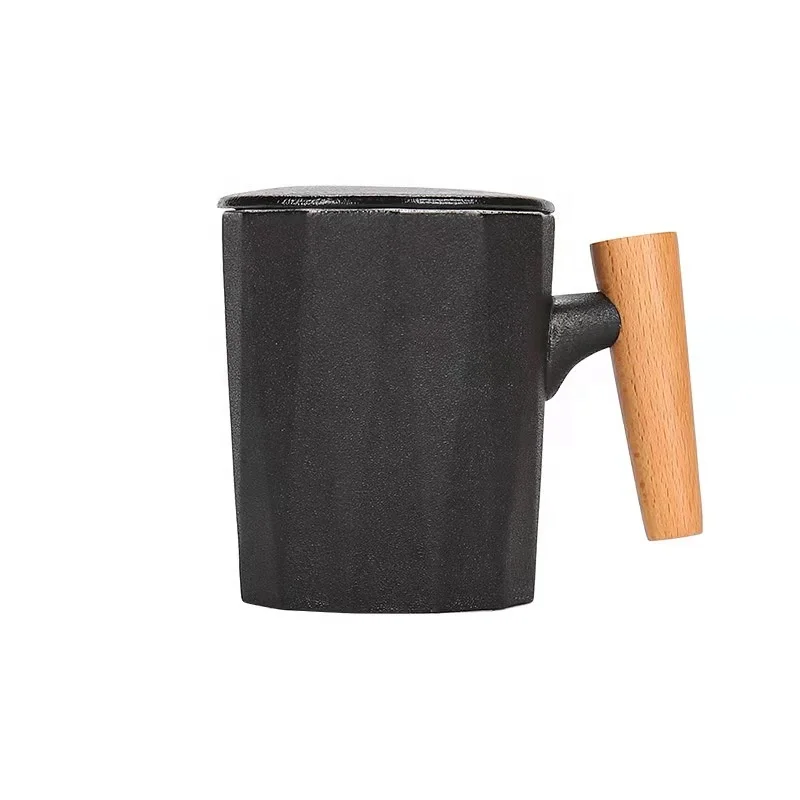 

Office creative personality mug with lid custom logo design lettering ceramic teacups with filter cups