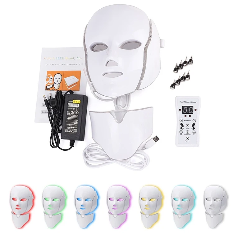 

Factory Prices Colorful Photon Light Facial Neck Skin Beauty Therapy 7 Colors ligth mascara estetica LED Face Mask, 7 lights