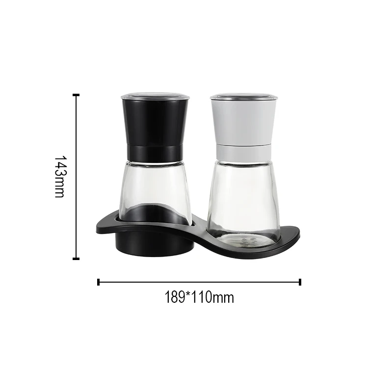 

LFGB manual salt and pepper mill set stainless steel grinders spice glass with ceramic grinder