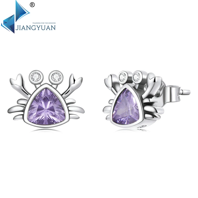 

BSE572 Jiangyuan cute design earrings 925 sterling silver mini crab stud jewelry earrings