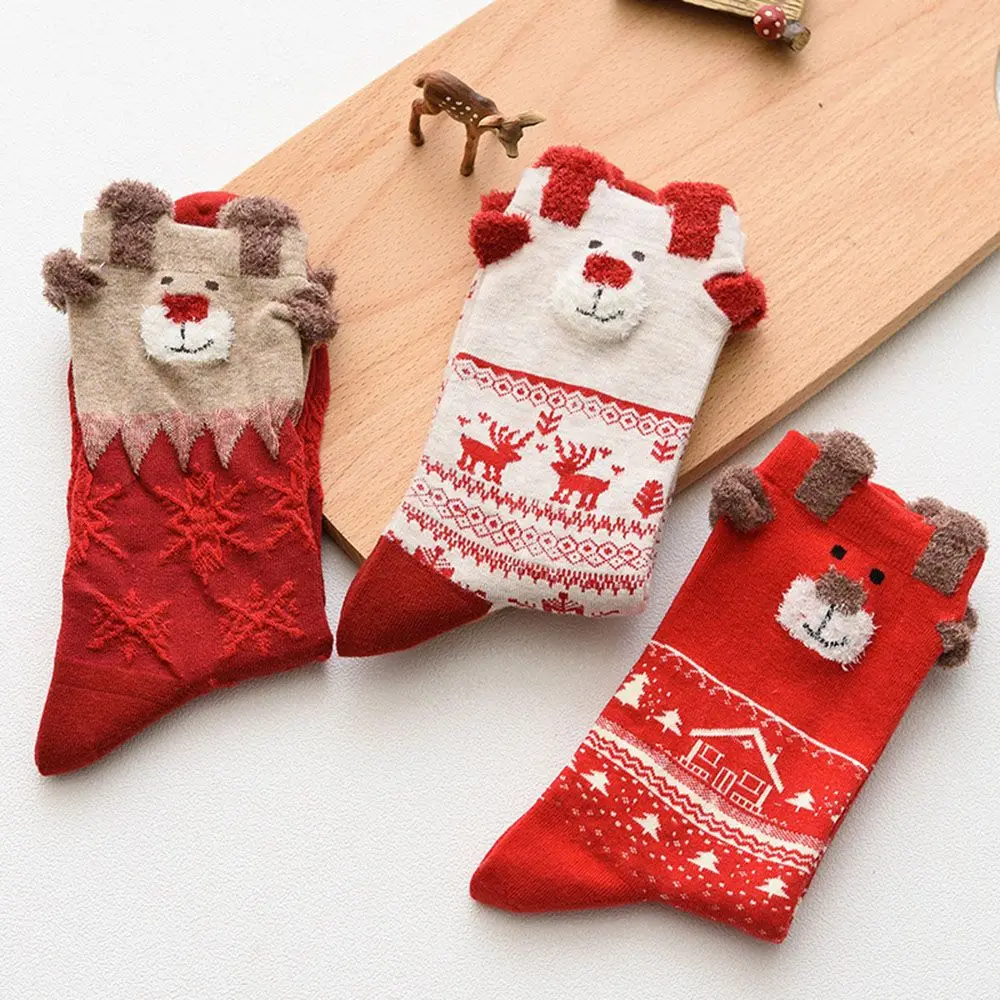 

Women Socks Winter Warm Christmas Gifts Stereo Socks Full Cotton Xmas Cute Socks for Women