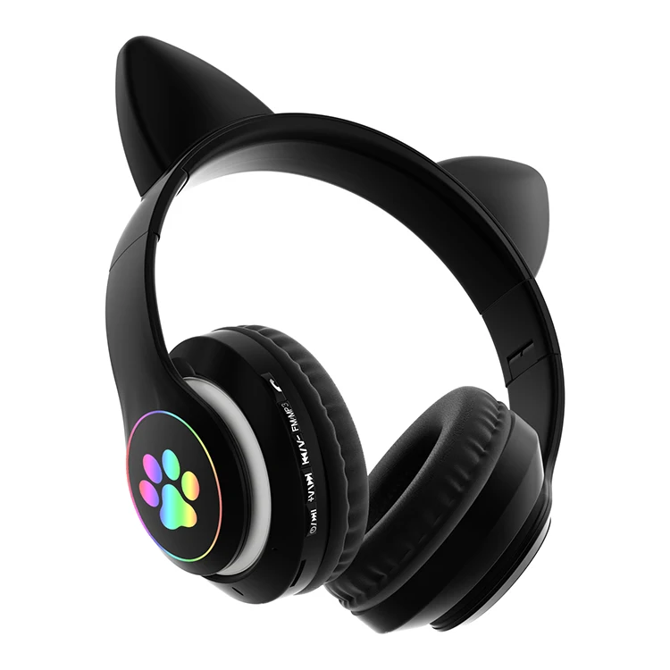 

STN-28 New design Cute Ear Earphone With Mic TF Card Colorful LED Lights STN-28 Cat Ear Headphone
