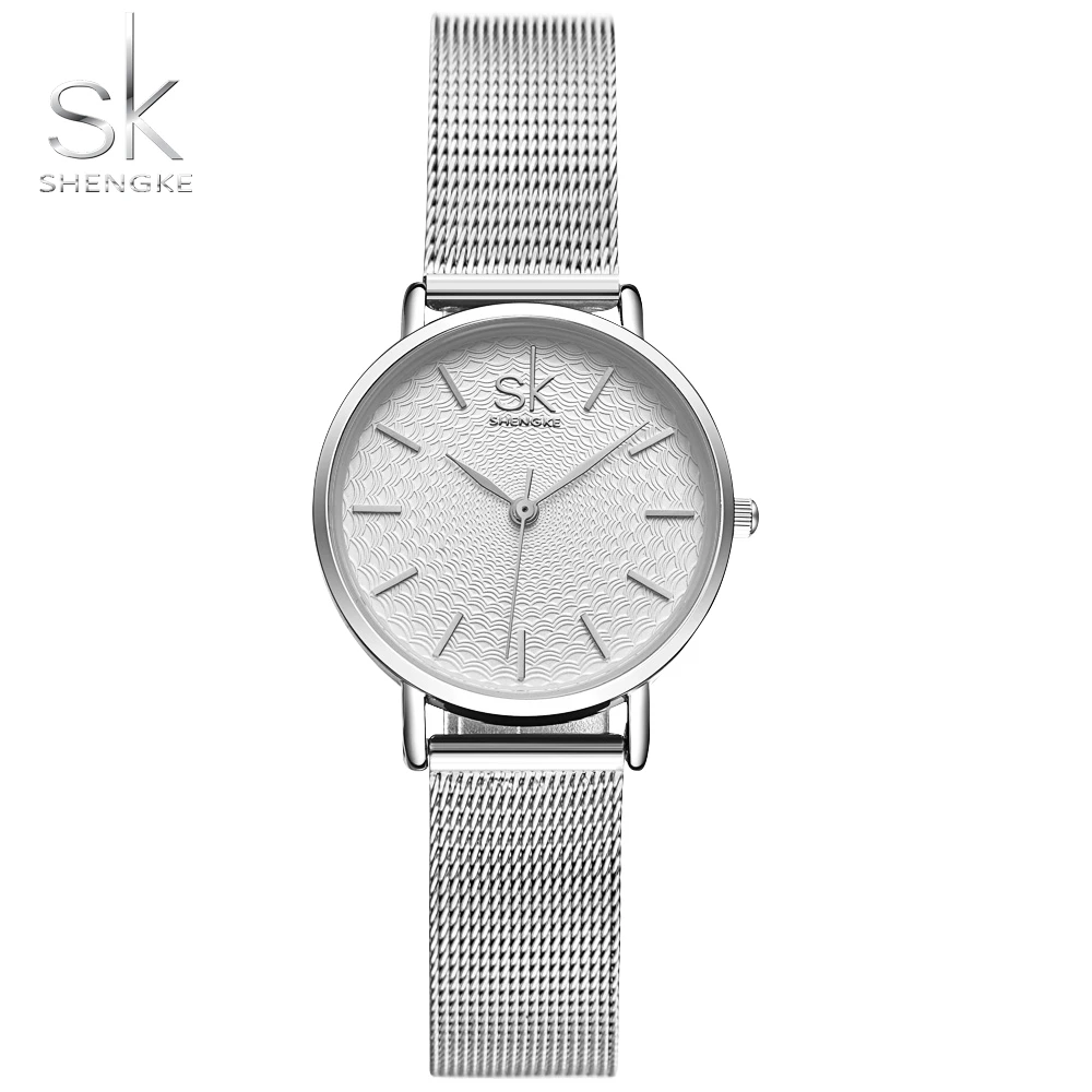 

Shengke Luxury Ultra Thin Women Watches Fashion Silver Mesh Lady Quartz Watch Woman Watch Ladi Wristwatch Reloj Mujer K0006