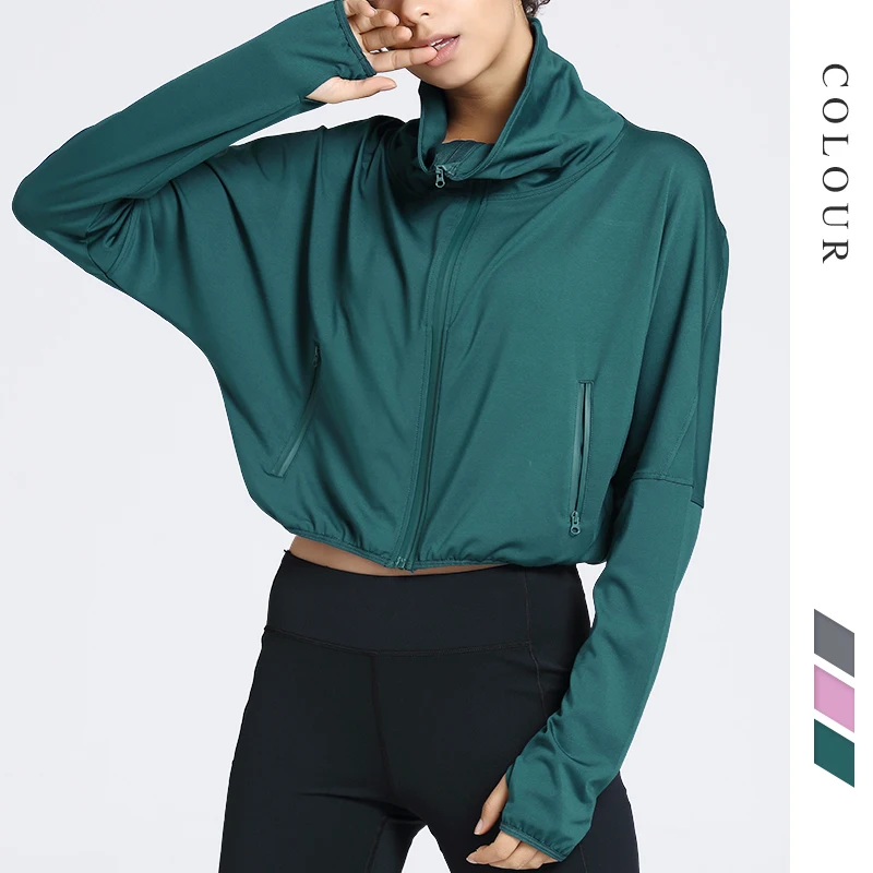 

custom Wholesale Gym Sports Running workout Jacket training Women autumn clothing Clothing Yoga Wear apparel polyester for wind