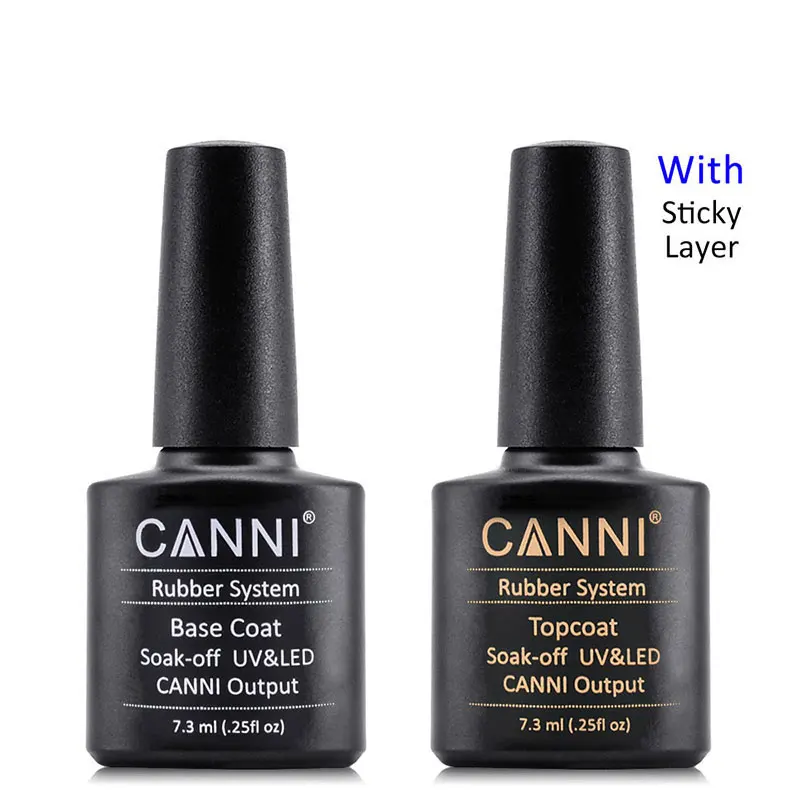 

#61108J CANNI New Nail Art 7.3ML Soak Off UV/LED Rubber Basecoat Rubber Top coat for Color gel nail polish, Clear