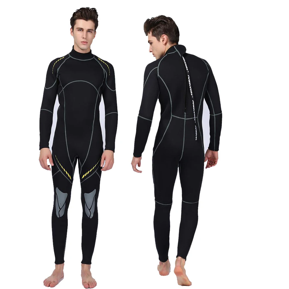 

2021 Premium Neoprene Wetsuit 3mm Men Scuba Diving Thermal Winter Warm Wetsuits, Black+gray