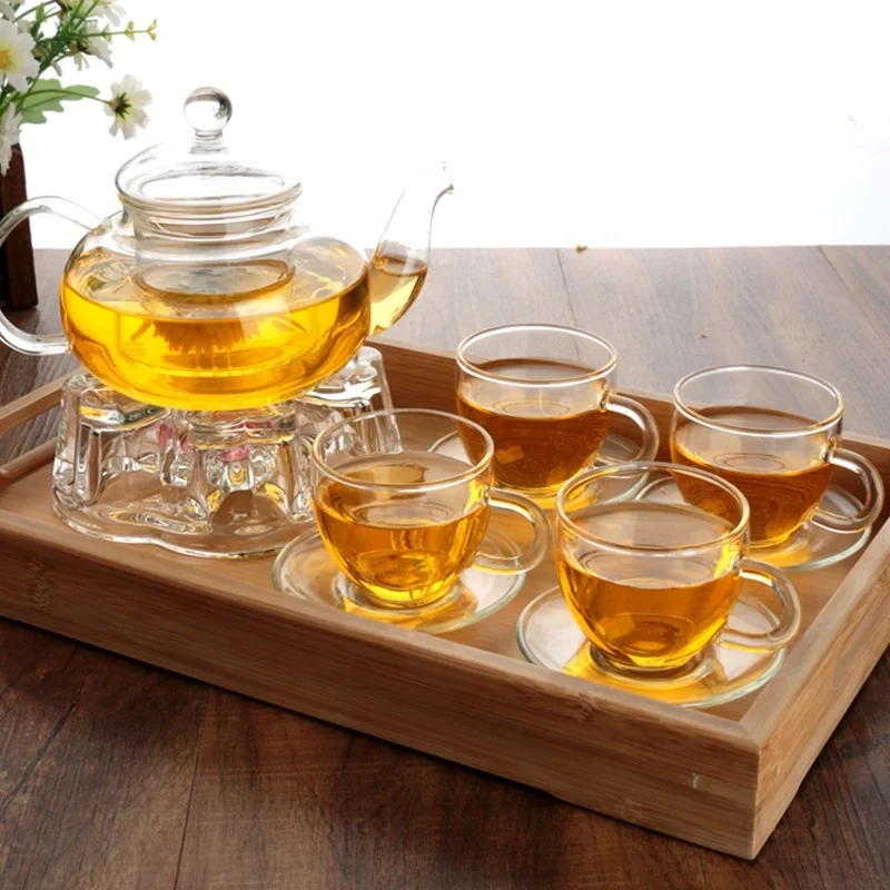 

wholesale high borosilicate glass Heat resistant chinese tea cooking pot set, Transparent