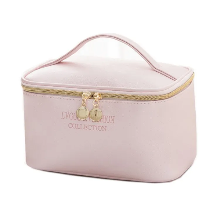 

Custom wholesale PU leather travel pink cosmetics makeup cosmetic bags