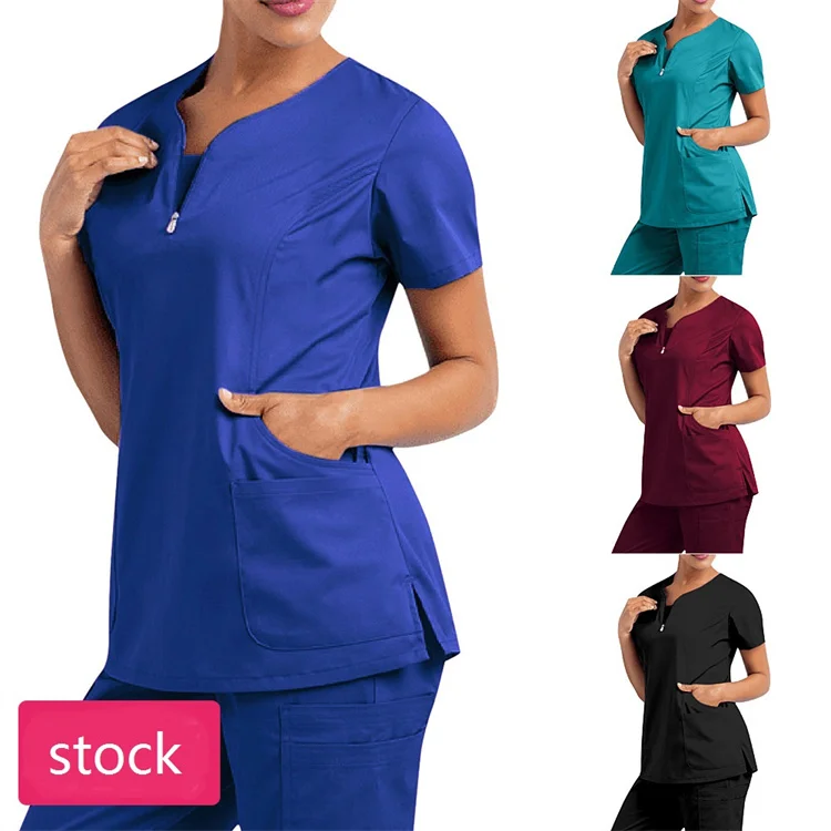 

elastic quick dry doctor nursing dental Clinic beauty salon SPA operation scrubs suit custom logo women scrubs uniform sets