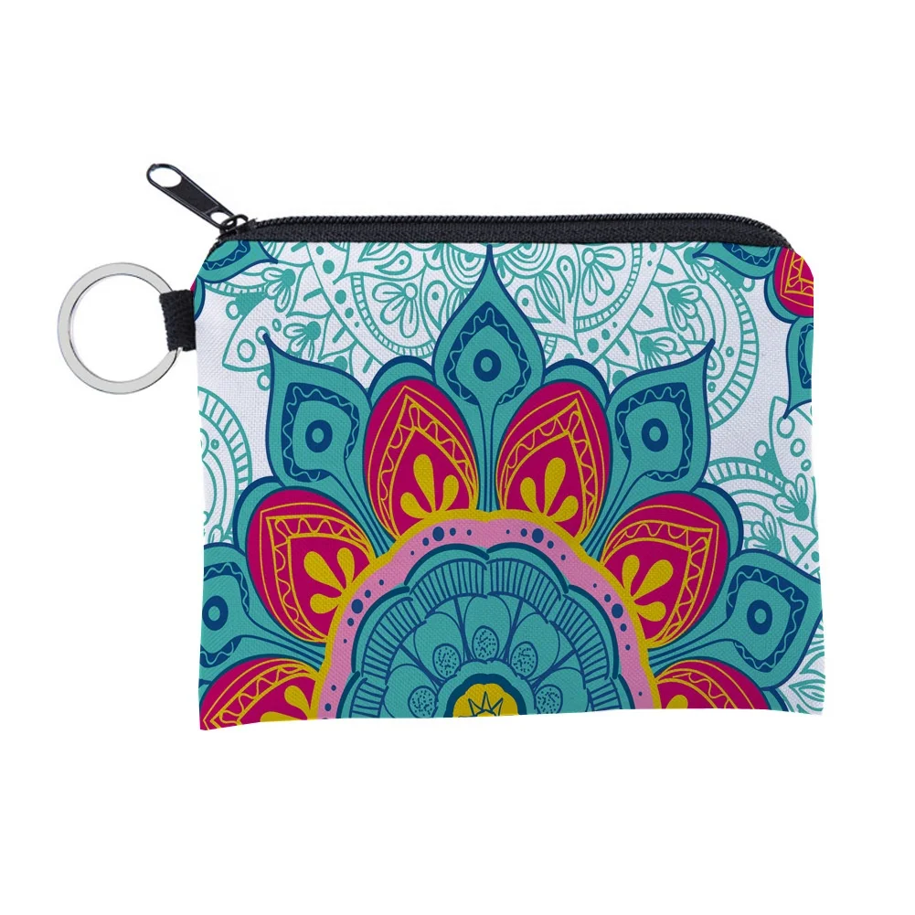

Amazon Hot Style Mandala Dightal Printing Shopper Mini Wallet Exquisite Present Waterproof Polyester Portable Small Coin Purse, 12 colors