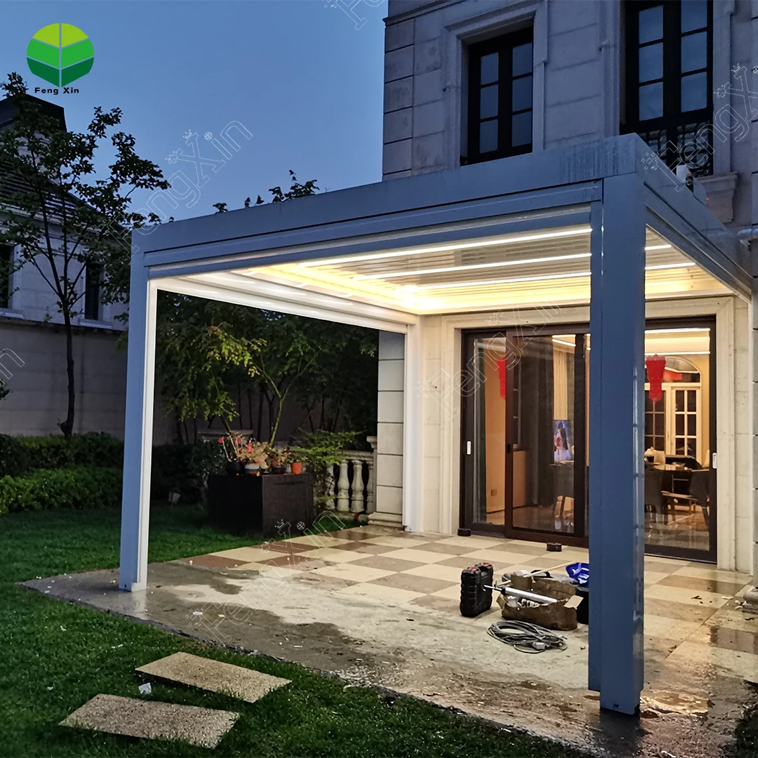 

3*3m Modern Luxury Aluminum Outdoor Waterproof Louver Gazebo Kit Garden Buildings Canopy Roof Pergola