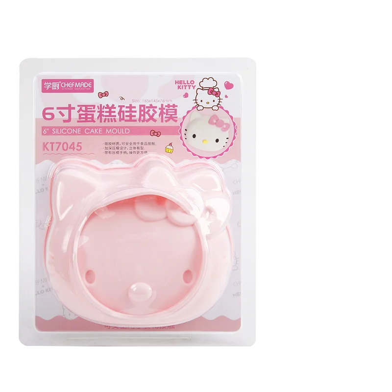 

CHEFMADE Kitchen Bakeware DIY Baking Tools 6 Inch French Hello Kitty Cute Round Silicone Moulding Silicon Bread Mould Cake Molds, Pink