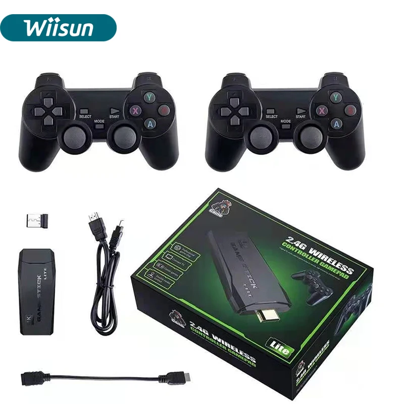 

D M8 Game Stick Console 4K TV HD Out With 2.4g Wireless Gamepad Mini Family Retro Game Console for PS1 Video games Consola