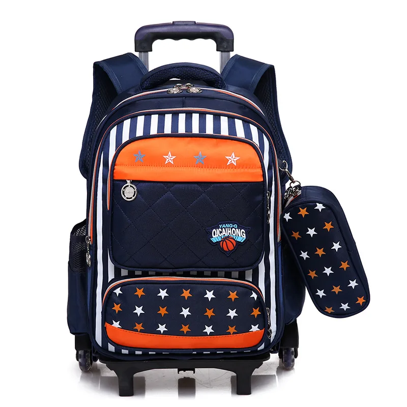 

Dropship Wholesale Kids Cheapest Trolley School Bag with Climbing Wheels Comfortable Children Backbage