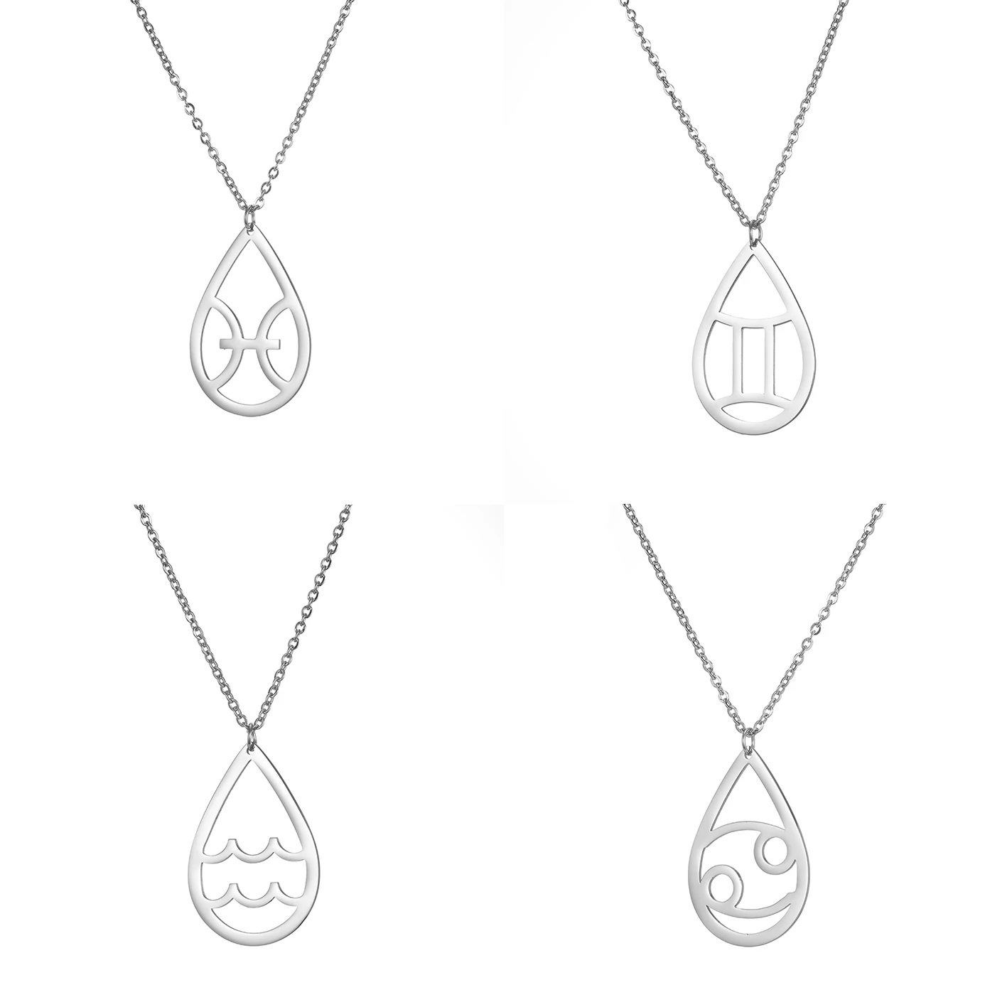 

Classic Zodiac Necklace Jewelry Stainless Steel Link Chain Stainless Steel Necklace For Women Men Zodiac Pendant Necklace 2021, Steel color