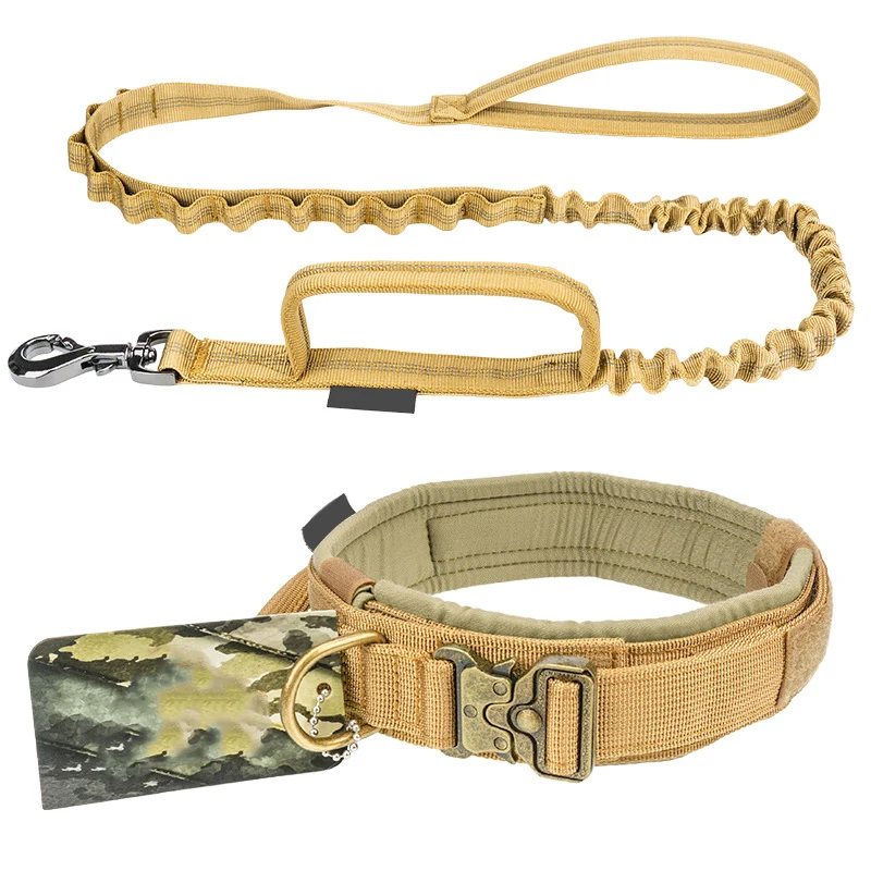 

Tactical Military Nylon Quick Release Metal Buckle neoprene Pet Dog Collar And Leash With Handle, Like the picture or custom