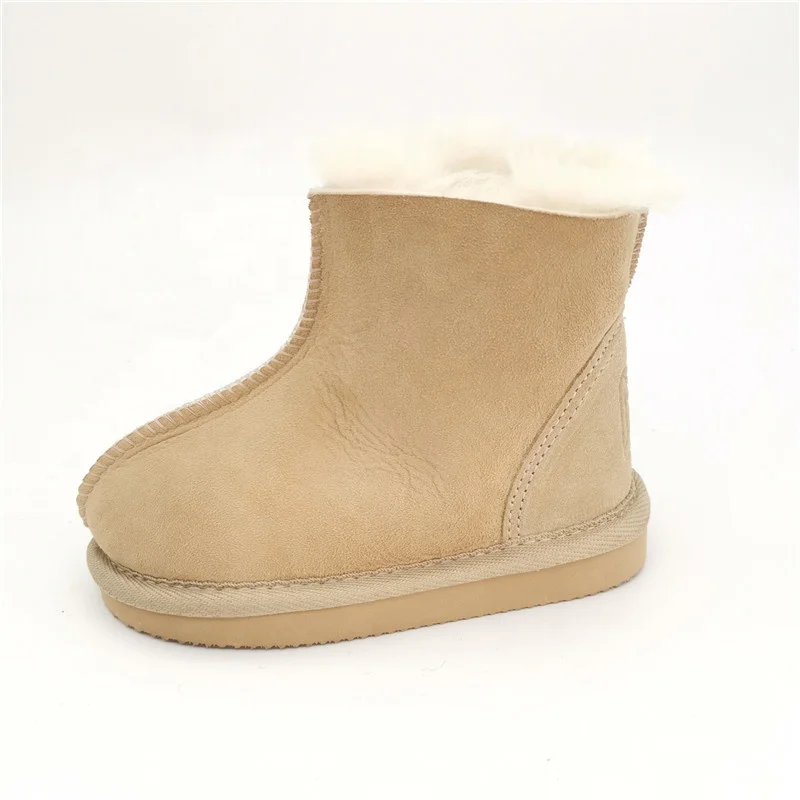 
HQS-KS001 OEM customized premium quality winter thermal genuine sheepskin slippers for children. 
