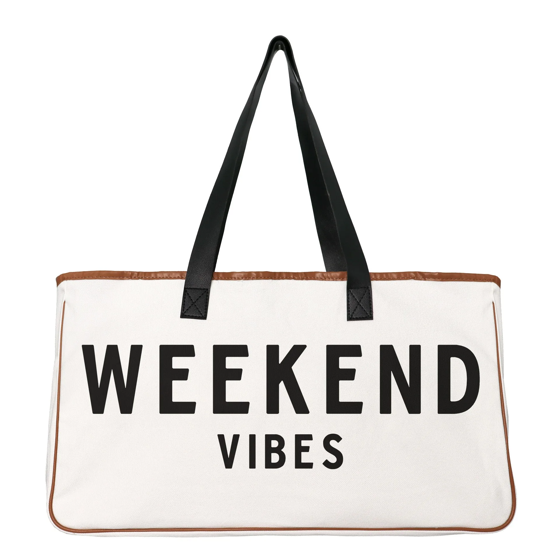

Durable Canvas Letters Prints Fashion Handbags Beach Bags Weekend Canvas Beach Bag Beach Tote Carry Bag with pu handle