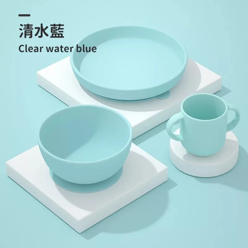 

Silicone bowl with plate and baby water cup factory wholesale good price 3pcs a set