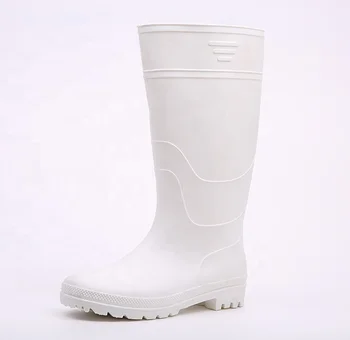 White Men Plastic Pvc Rain Boots 