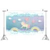 7x5ft Rainbow Unicorn Backdrop Cartoon Background Banner for Children's Birthday Party Photogrpahy Decoration Supplies