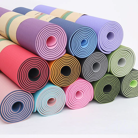 

Eco Friendly Double Layer 6mm Custom Print Yoga Mats Sports Gym Natural TPE Fitness Anti Slip Yoga Mat, Multiple color available