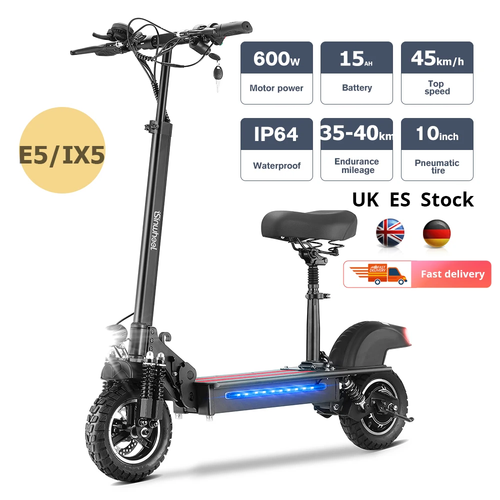 

UK Eu warehouse IX5/E5 15ah battery 600w 10 inch electric Scooters e motorcycle scooter protrottinette electrique with seat