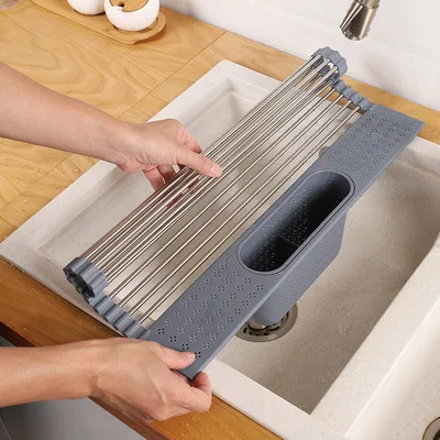 

Roll up Dish Drying Rack Over the Sink Kitchen Accessories Rolling Multipurpose Dry Racks Dish Drainer Stainless Steel