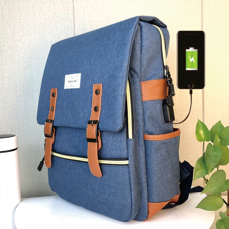 

Anti-theft usb Charging Men Notbook Bags Laptop Bag High Quality Backpack usb Charging Shoulder School Bag With usb Port Charger, Blue