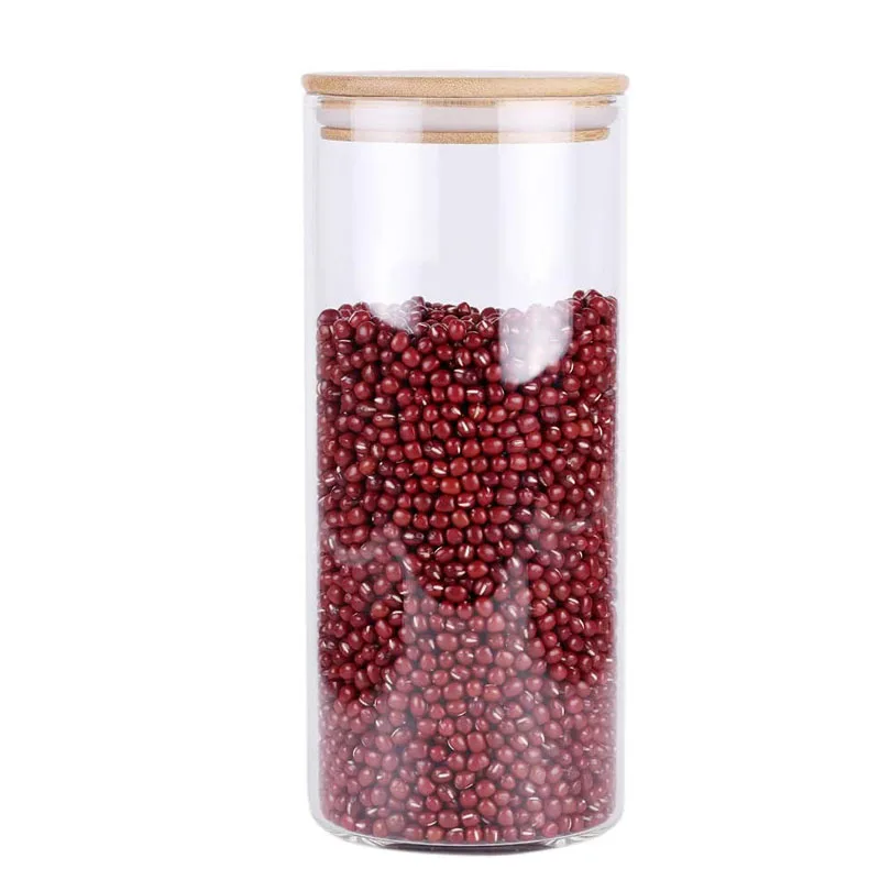 

Glass Storage Jars with Sealed Bamboo Lids Clear Glass Bulk Food Storage Canister, High transparency