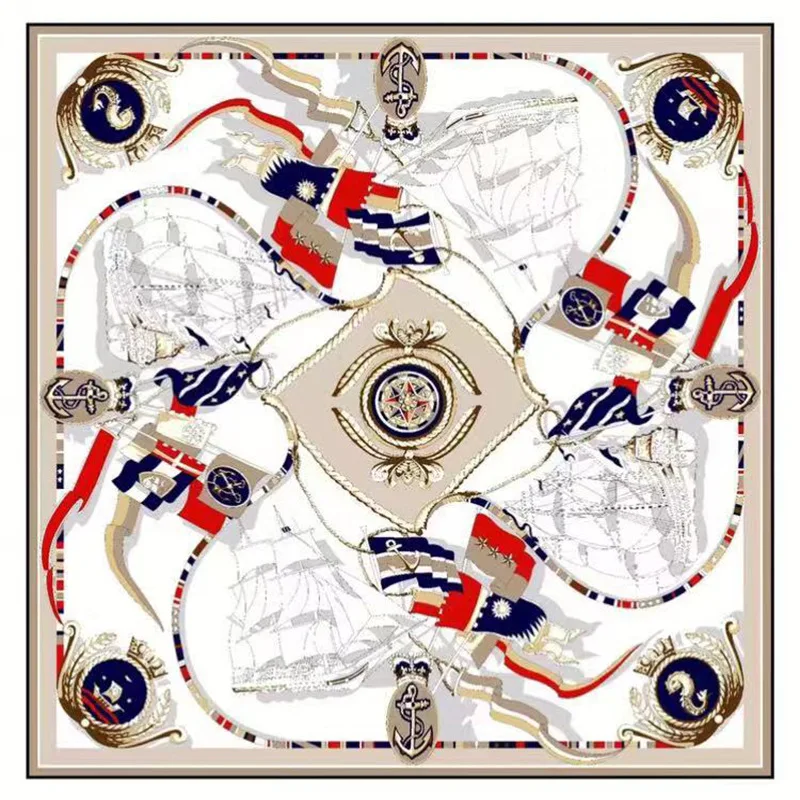 Ready to Ship 90*90cm Romantic Print Lightweight  Women big square Shawl Wrap scarf for ladies