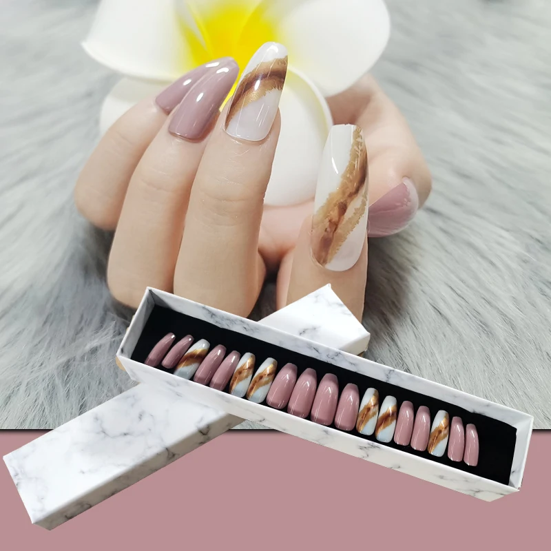 

2020 wholesale New Design Long Coffin Acrylic Fake Press On Nails Tips