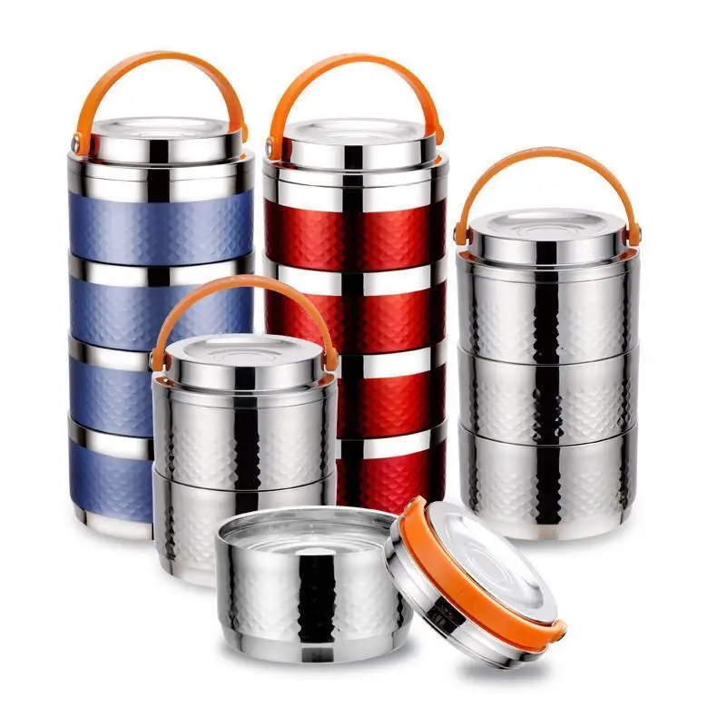

304 stainless steel multi-layer insulation lunch box layer fresh-keeping box Japanese style with lid, Colorful