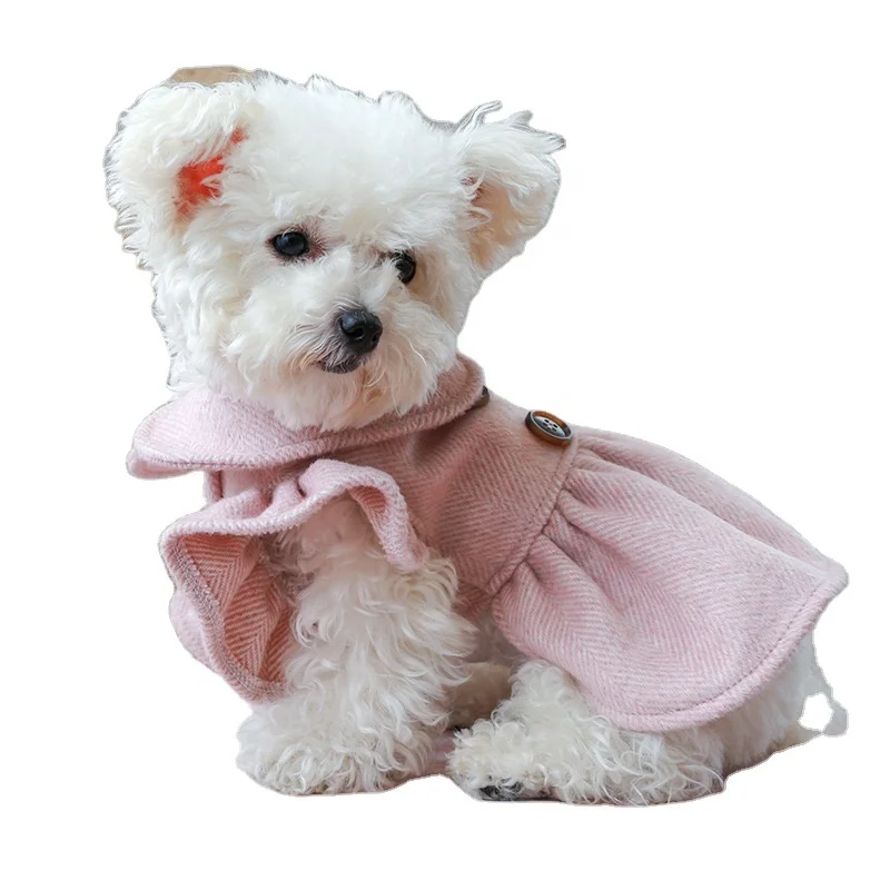 

2021 Fall Winter Pet Bubble Sleeve Solid Skirt Breathable Dog Cute Skirt Pet Clothes